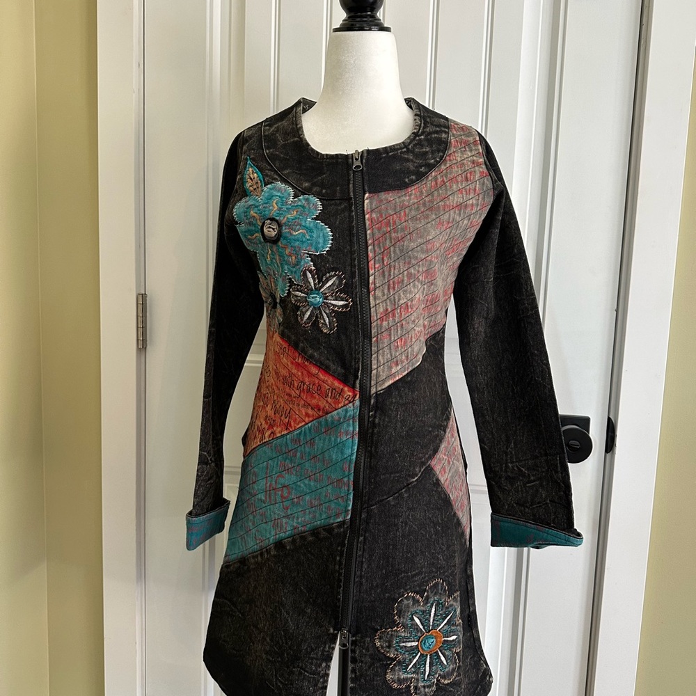 Colorful Embroidered Jean Jacket - Picture 7 of 16